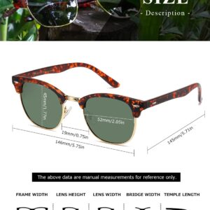 AEVOGUE Polarized Sunglasses For Women And Men Semi Rimless Frame Retro Sun Glasses AE0369 (Tortoise)