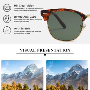 AEVOGUE Polarized Sunglasses For Women And Men Semi Rimless Frame Retro Sun Glasses AE0369 (Tortoise)