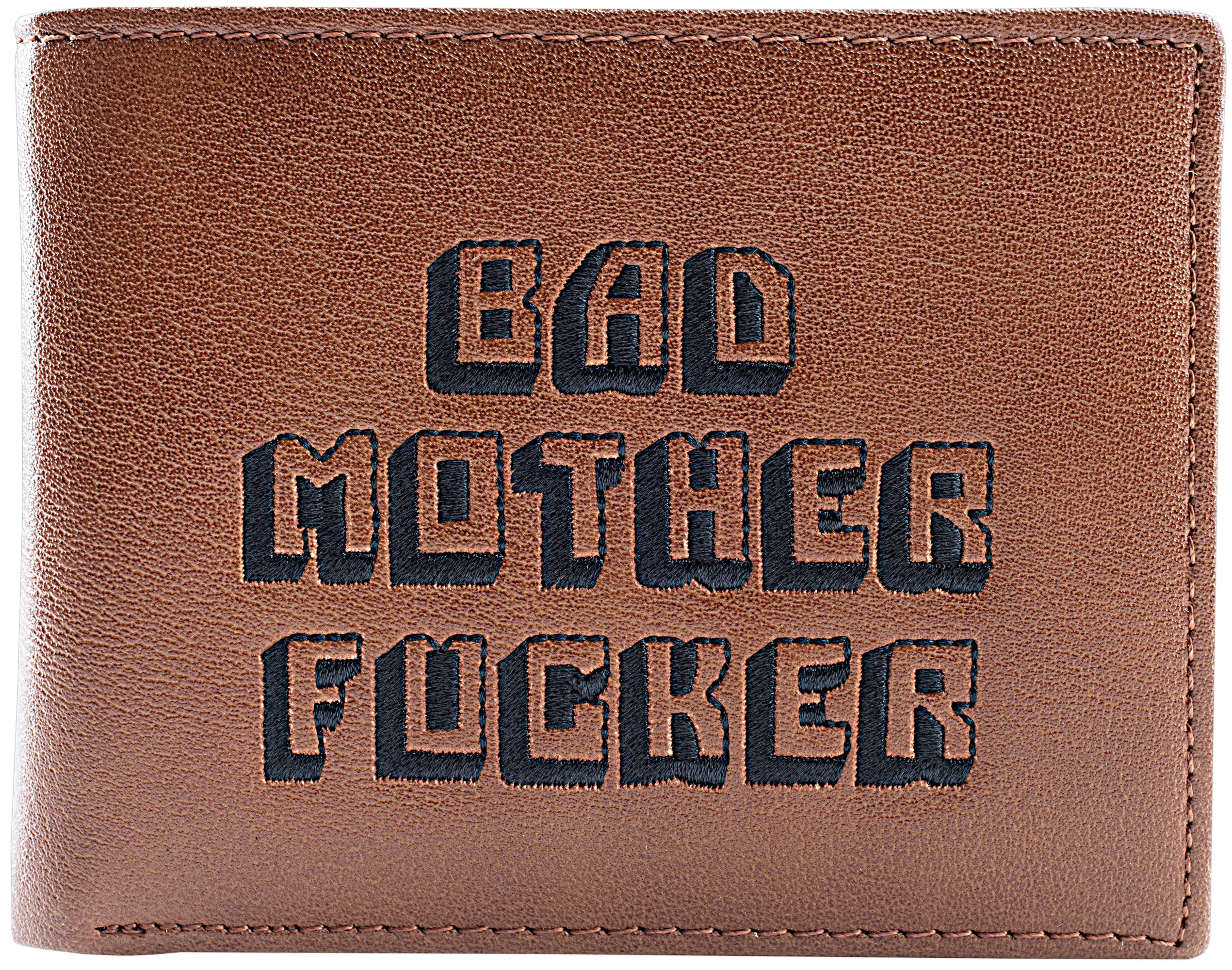 Miramax Officially Licensed Bad Mother Wallet Bi-fold Embroidered Brown Leather