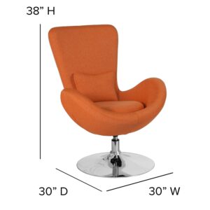 Flash Furniture Egg Series Orange Fabric Side Reception Chair