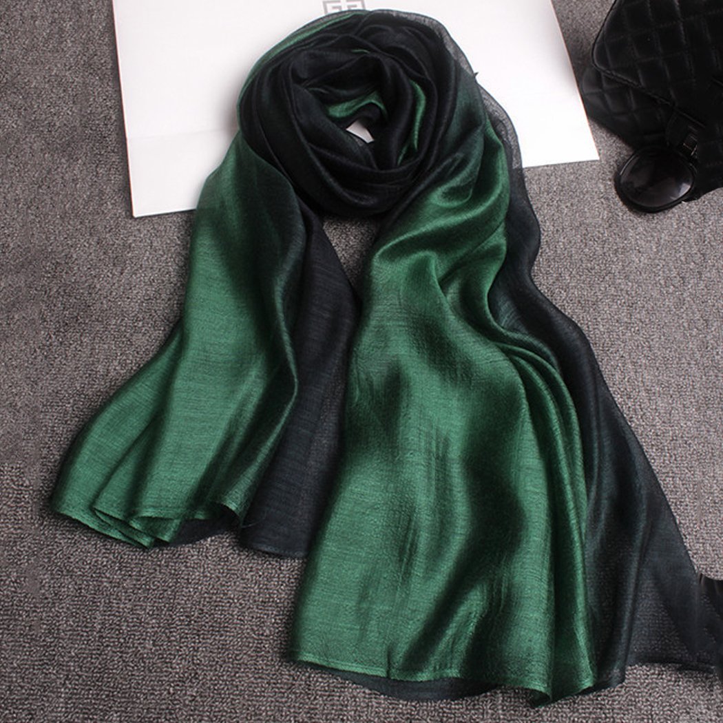 SNUG STAR Cotton Silk Scarf Elegant Soft Wraps Color Shade Scarves for Women (Dark green)