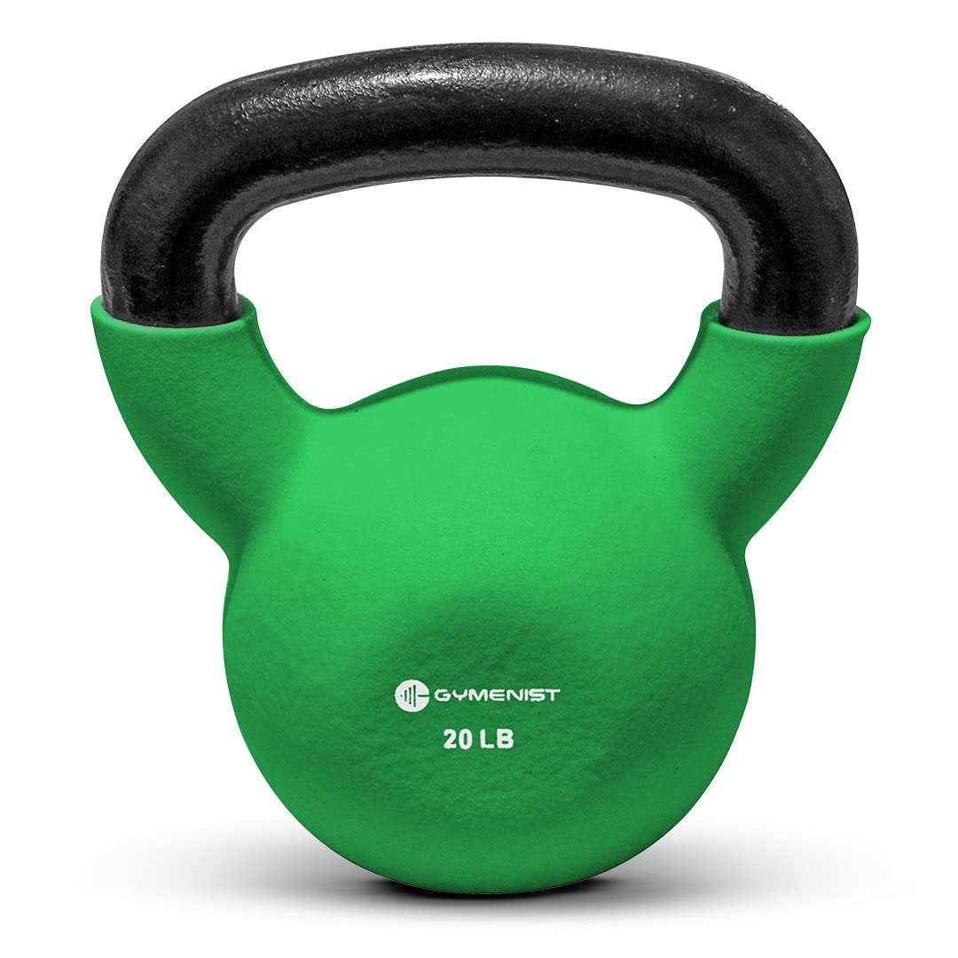 GYMENIST Kettlebell Fitness Iron Weights with Neoprene Coating Around The Bottom Half of The Metal Kettle Bell (20 LB)