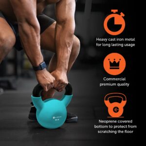 GYMENIST Kettlebell Fitness Iron Weights with Neoprene Coating Around The Bottom Half of The Metal Kettle Bell (20 LB)