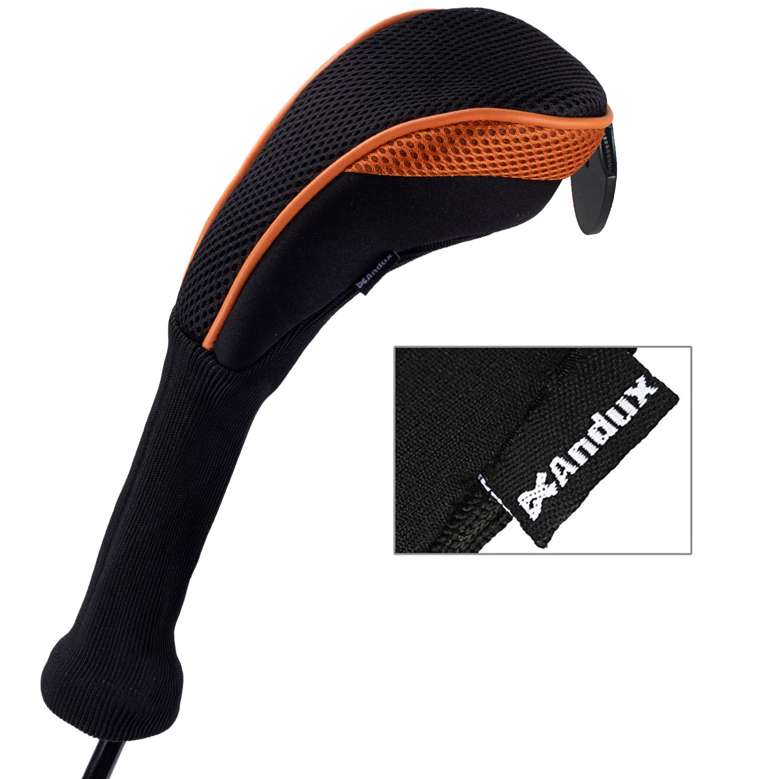 Andux 2 Pack Long Neck Golf Hybrid Club Head Covers Dial No. Tag CTMT-01 Black/Orange