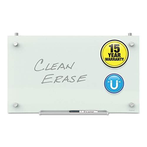 Quartet Whiteboard, Glass Dry Erase Board, Magnetic, 30" x 18", Infinity Frameless Mounting, White Surface, Accessory Tray, 1 Dry Erase Marker and 2 Glass Board Magnets (PDEC1830)