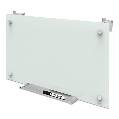 Quartet Whiteboard, Glass Dry Erase Board, Magnetic, 30" x 18", Infinity Frameless Mounting, White Surface, Accessory Tray, 1 Dry Erase Marker and 2 Glass Board Magnets (PDEC1830)