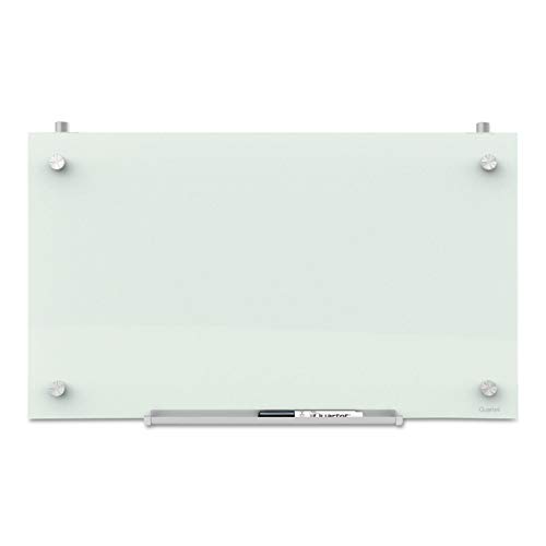 Quartet Whiteboard, Glass Dry Erase Board, Magnetic, 30" x 18", Infinity Frameless Mounting, White Surface, Accessory Tray, 1 Dry Erase Marker and 2 Glass Board Magnets (PDEC1830)