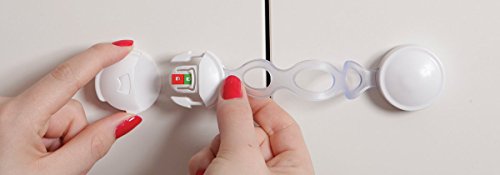 Dreambaby Ezy-Check Multi-Use Latch - Child Safety Locks for Cabinets, Fridge, & Cupboards - with Adhesive Backing - White (3 Pack)