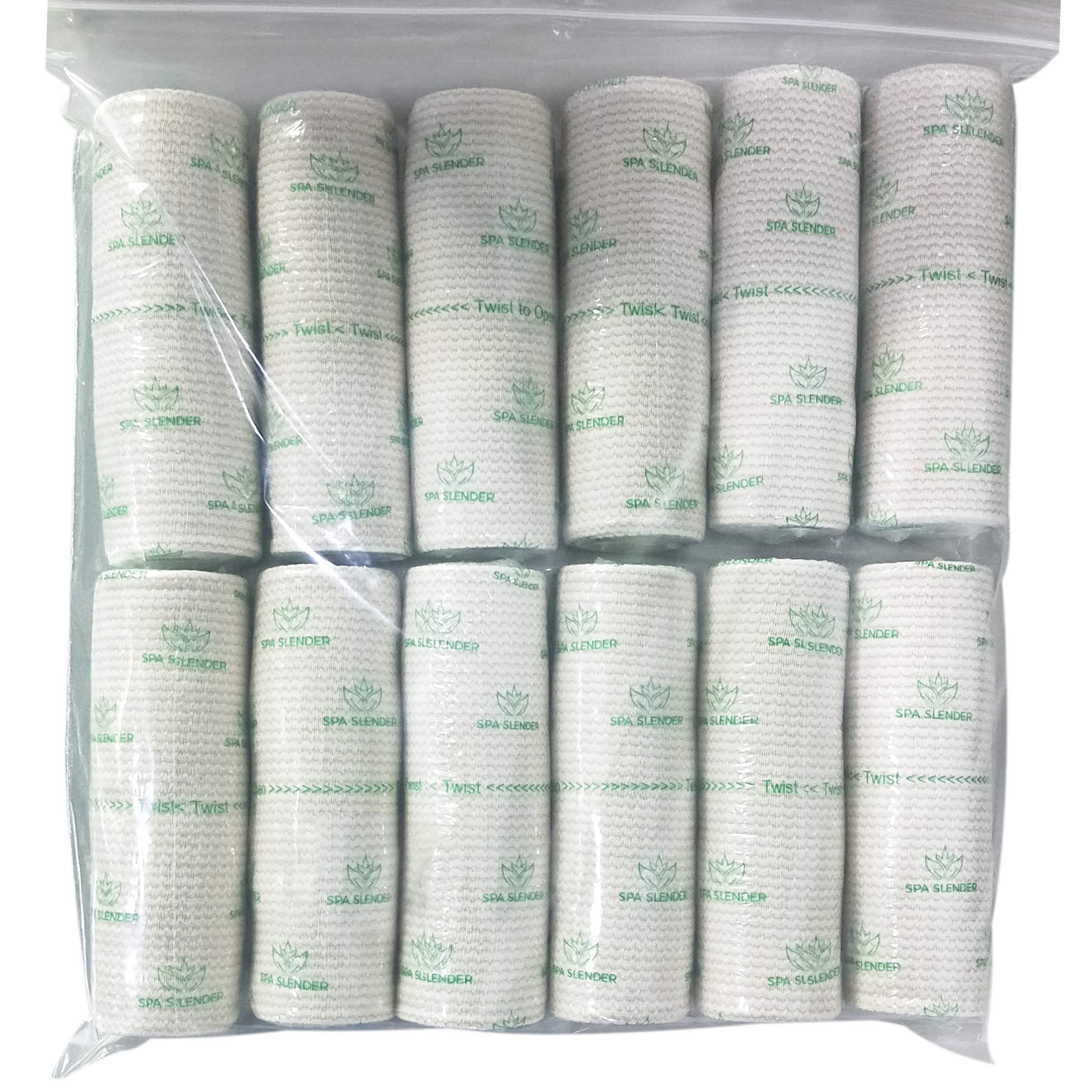 Premium Elastic Bandages | Compression Body Wrap – Self-Closures Both Ends | Cotton Blend | Support Injuries and Sprains | Latex-Free – 6" Wide x 15' Stretched | by Spa Slender - 24-Pack