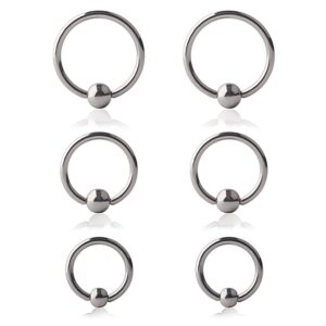 ruifan 6pcs surgical steel captive bead rings prince albert pa nipple nose eyebrow tragus lip ear hoop ring piercing 14g 10mm,12mm,14mm