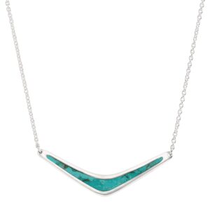 Silpada Compressed Turquoise Necklace in .925 Sterling Silver, Jewelry Gift Ideas for Women, Reversible Boomerang', 16" + 2"