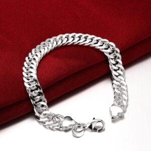 NABTYJC Sterling Silver Link Chain bracelet for Men Teens Women, DIY Jewelry, Curban Chain Bracelet, 8" Specail Design Snake Animal Shape