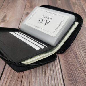 ag wallets Mens Zip Around Leather Wallet with Inserts (Black)