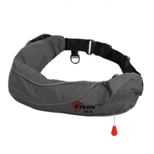 eyson inflatable life jacket life vest waist quadrate air bag automatic (grey)