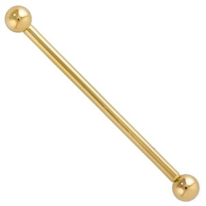 FreshTrends 14k Yellow Gold Industrial Barbell 18G 1 1/4"