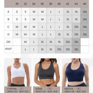 FITTIN Racerback Sports Bras for Women - Padded Seamless High Impact Support for Yoga Gym Workout Fitness Black/Grey/Blue/White M