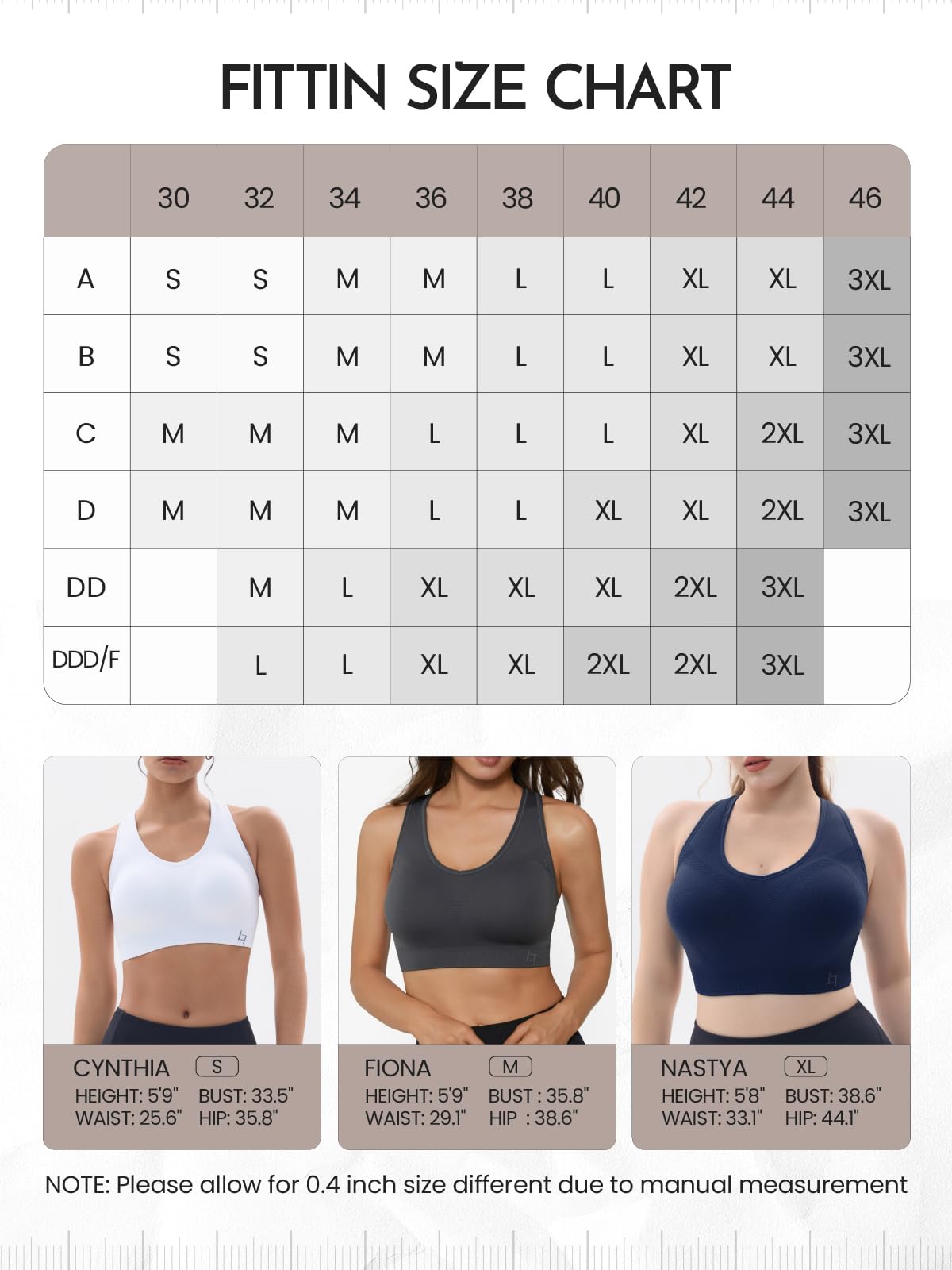 FITTIN Racerback Sports Bras for Women - Padded Seamless High Impact Support for Yoga Gym Workout Fitness Black/Grey/Blue/White M