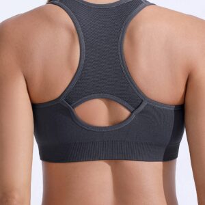 FITTIN Racerback Sports Bras for Women - Padded Seamless High Impact Support for Yoga Gym Workout Fitness Black/Grey/Blue/White M