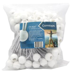 Comtops Heavy Duty 6" 100 PC Ball Bungee Canopy Tarp Tie Down Cord White Color Bonus 6 PK Mini Bungee Cord