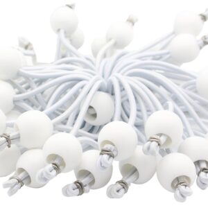 Comtops Heavy Duty 6" 100 PC Ball Bungee Canopy Tarp Tie Down Cord White Color Bonus 6 PK Mini Bungee Cord