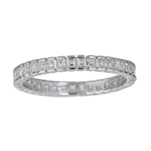 Sterling Silver Cubic Zirconia 2x2mm Princess Cut Eternity Band Stackable Ring