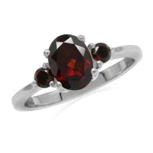 silvershake 1.6ct. natural garnet white gold plated 925 sterling silver engagement ring size 9