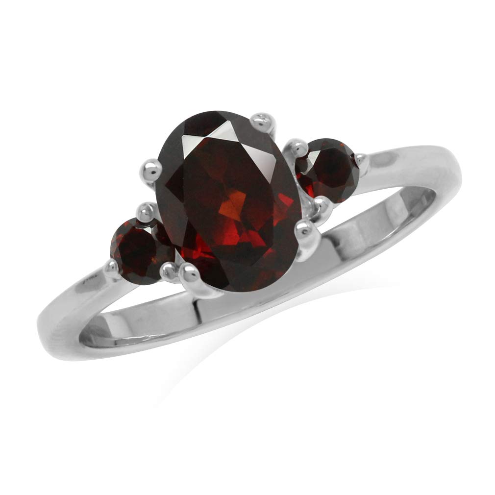 Silvershake 1.6ct. Natural Garnet White Gold Plated 925 Sterling Silver Engagement Ring Size 9