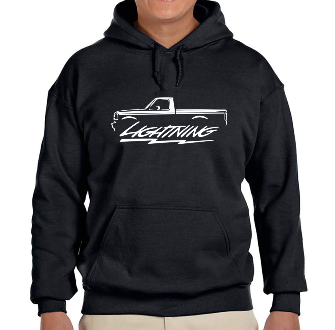 1993-95 Ford SVT Lightning F150 Truck Classic Outline Design Hoodie Sweatshirt large black