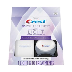 crest 3d whitestrips with light, teeth whitening strip kit, 20 strips (10 count pack)