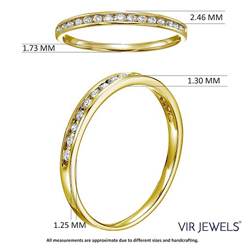 VIR JEWELS 1/5 cttw Diamond Wedding Band for Women, Classic Diamond Wedding Band in 10K Yellow Gold Channel Set, Size 8