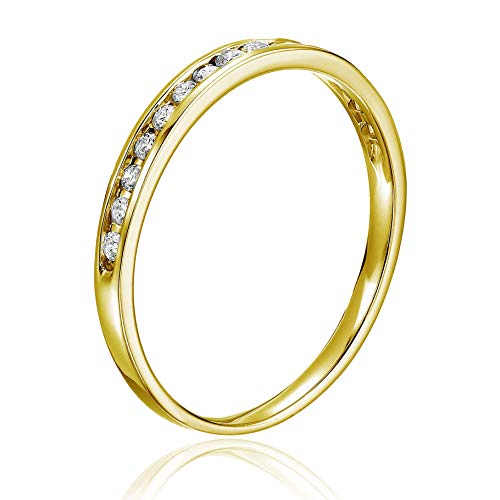 VIR JEWELS 1/5 cttw Diamond Wedding Band for Women, Classic Diamond Wedding Band in 10K Yellow Gold Channel Set, Size 8