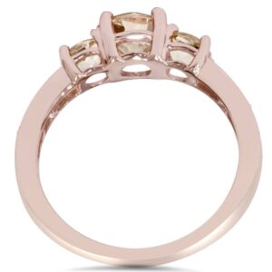 P3 POMPEII3 1 1/2CT Morganite & Diamond 3-Stone Engagement Ring 14K Rose Gold - Size 10