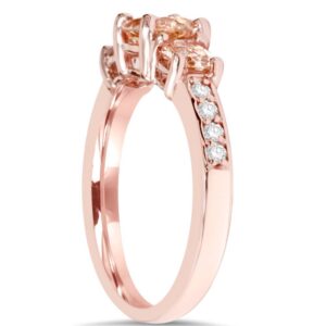 P3 POMPEII3 1 1/2CT Morganite & Diamond 3-Stone Engagement Ring 14K Rose Gold - Size 10