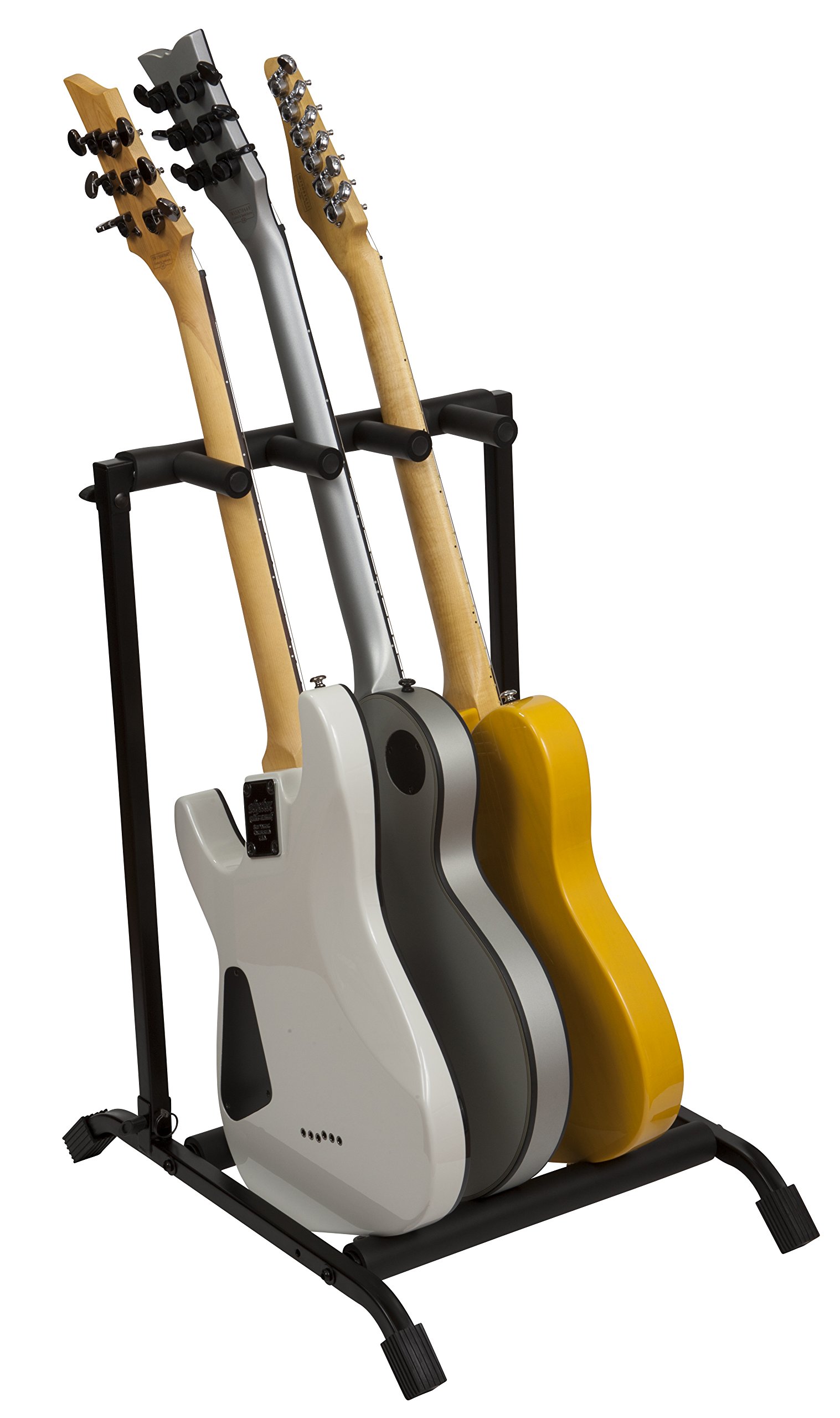 Rok-It Multi Guitar Stand Rack with Folding Design; Holds up to 3 Electric or Acoustic Guitars (RI-GTR-RACK3)