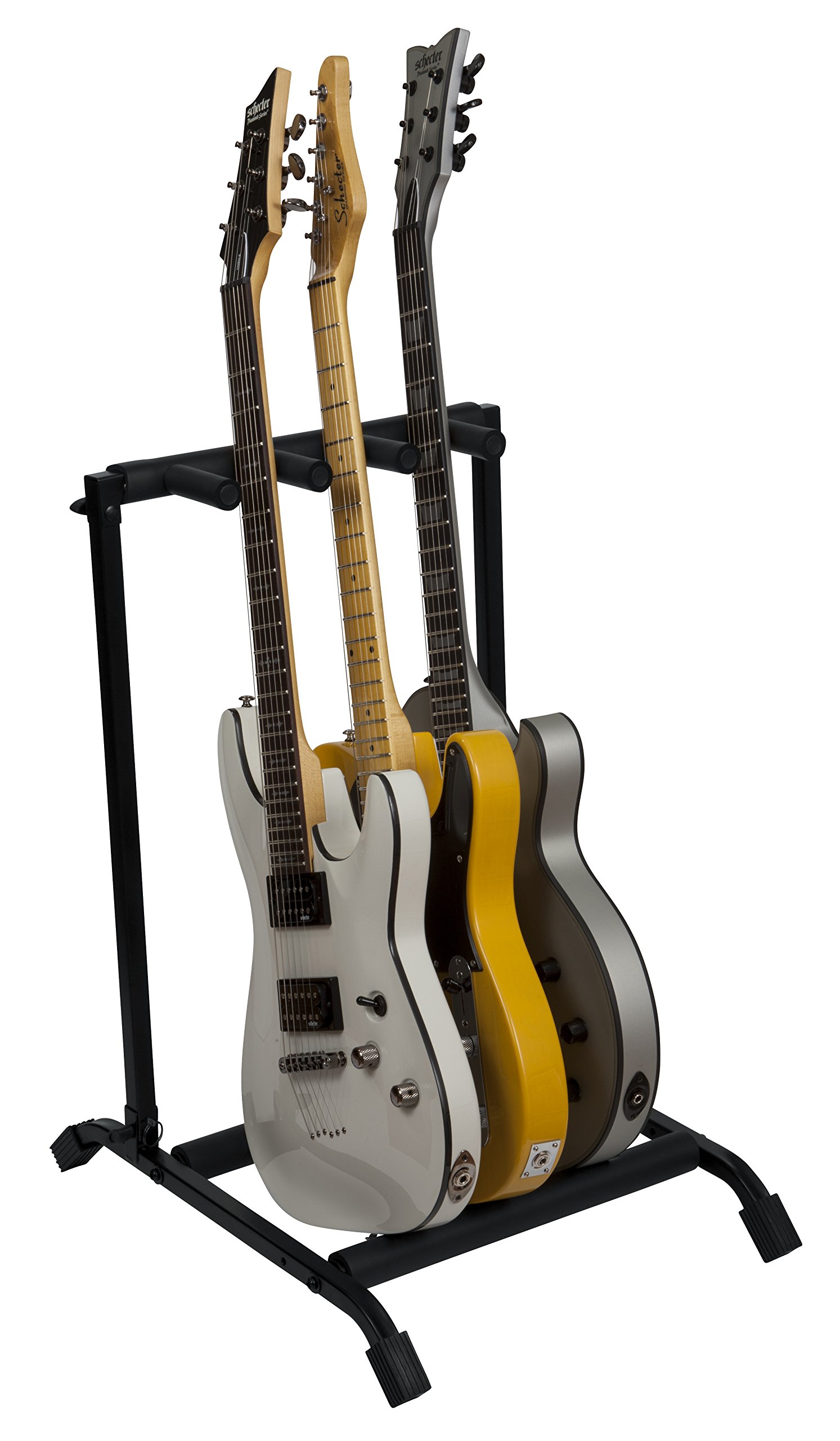 Rok-It Multi Guitar Stand Rack with Folding Design; Holds up to 3 Electric or Acoustic Guitars (RI-GTR-RACK3)