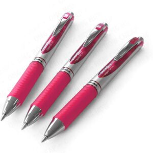 Pentel EnerGel XM BL77 - Retractable Liquid Gel Ink Pen - 0.7mm - 54% Recycled - Pink - Pack of 3