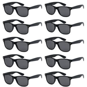 Got Shades Wholesale Bulk Unisex 80's Retro 100% UV Sunglasses for Adults - 10 Pack - w/Flex Hinges