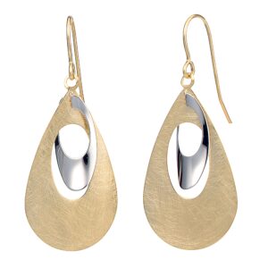 kooljewelry 14k two-tone gold teardrop earrings