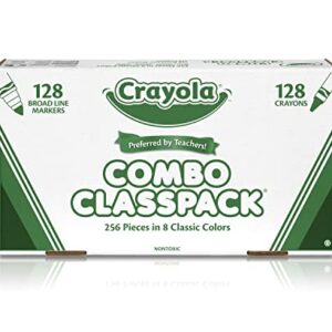 Crayola Crayons and Washable Markers Classpack, 256 Ct, Bulk School Supplies for Teachers, Elementary and Preschool