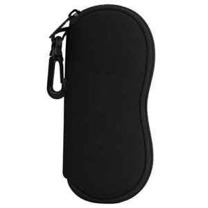 moko eyeglass soft case, zippered neoprene sunglasses pouch with clip for men women - black