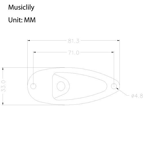 Musiclily Boat Style Strat Jack Plate for Fender Stratocaster Electric Guitar Replacement, Chrome(Pack of 2)