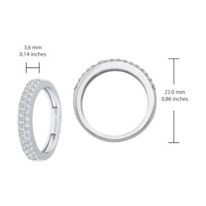 Hoops & Loops Sterling Silver Cubic Zirconia 2-row Round-cut Eternity Band Ring