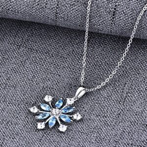 JO WISDOM 925 Sterling Silver White/Blue CZ Winter Frozen Large Snowflake Necklace Pendant