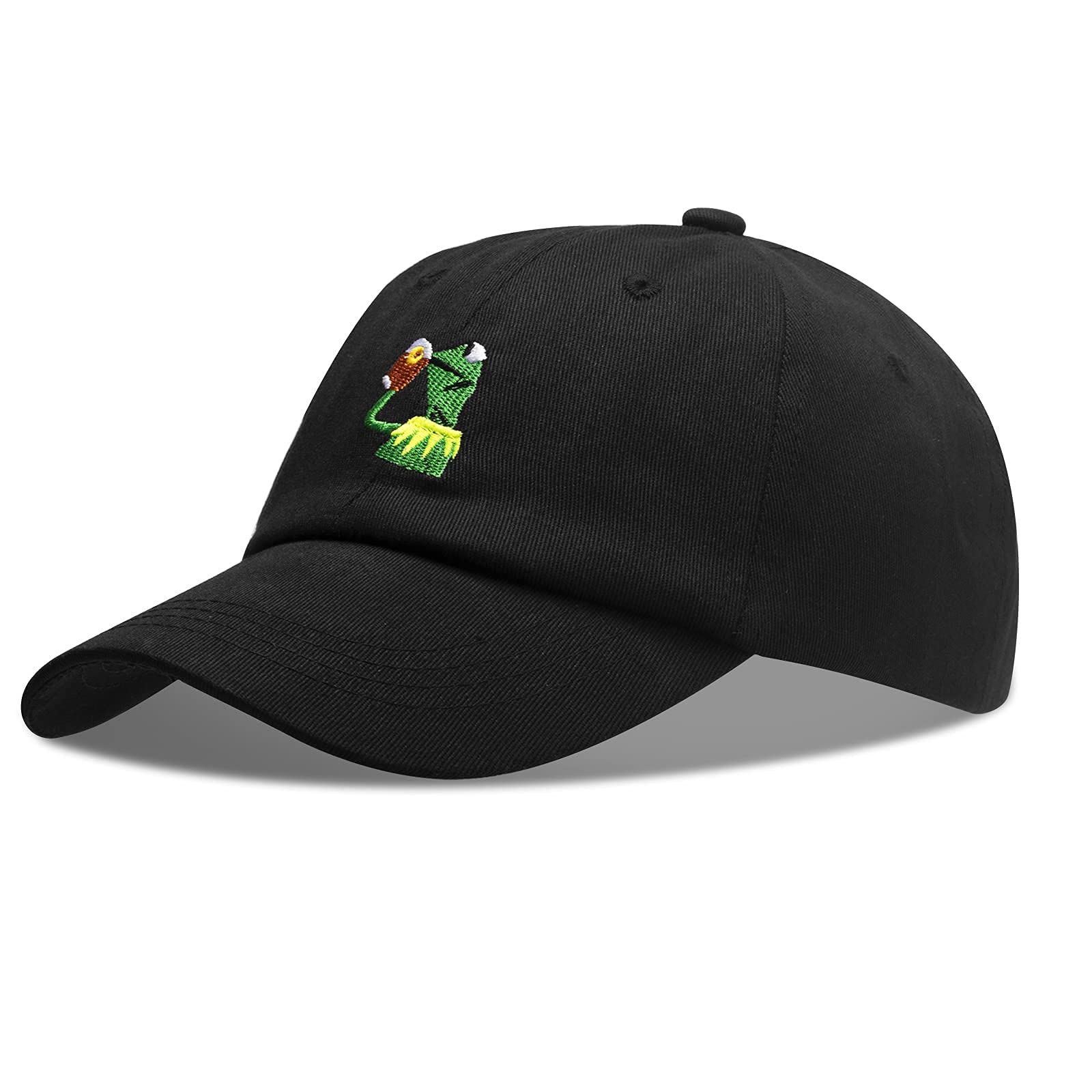 Adjustable Kermit The Frog Embroidered Baseball Cap - Unisex Classic Dad Trucker Hat Black