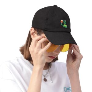 Adjustable Kermit The Frog Embroidered Baseball Cap - Unisex Classic Dad Trucker Hat Black