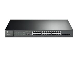 tp-link 24 port gigabit poe switch; 24 poe+ ports @384w, w/4 sfp slots; l2 managed; limited lifetime protection; support l2/l3/l4 qos, igmp and lag; ipv6 and static routing (t2600g-28mps)