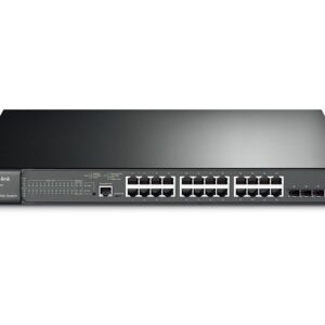 TP-Link 24 Port Gigabit PoE Switch; 24 PoE+ Ports @384W, w/4 SFP slots; L2 Managed; Limited Lifetime Protection; Support L2/L3/L4 QoS, IGMP and LAG; IPv6 and Static Routing (T2600G-28MPS)