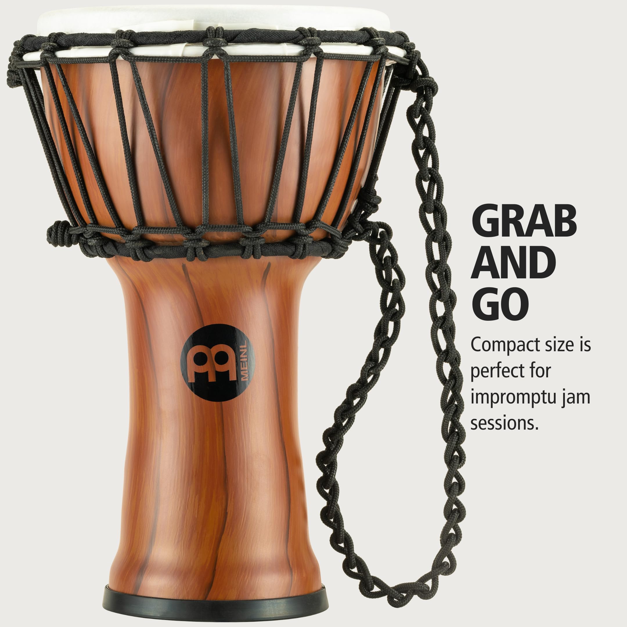 Meinl Percussion Junior Djembe Hand Drum Circle Instrument, Synthetic Shell and Head — NOT Made in China — Compact Size Rope Tuned, 2-Year Warranty (JRD-TA)