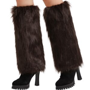 nanxson womens fur leg warmer winter furry long boot cuffs cover ttw0034 (coffee)