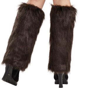 Nanxson Womens Fur Leg Warmer Winter Furry Long Boot Cuffs Cover TTW0034 (Coffee)